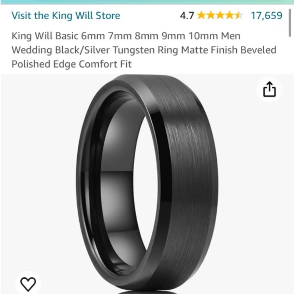 Men’s ring. Tungsten with matte finish.
